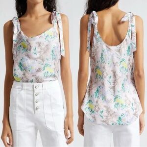 NEW Cinq à Sept Light Washed Floral Tied Marta Cami Pastel Multicolor